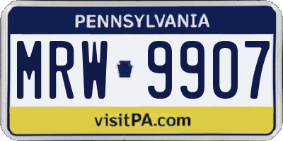 PA license plate MRW9907