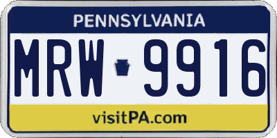 PA license plate MRW9916