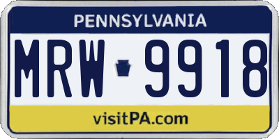 PA license plate MRW9918