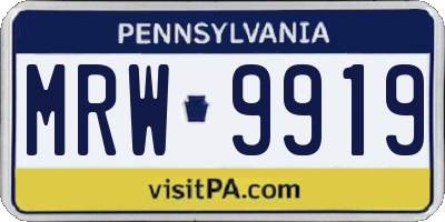 PA license plate MRW9919