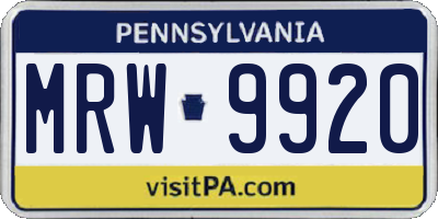 PA license plate MRW9920