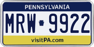 PA license plate MRW9922