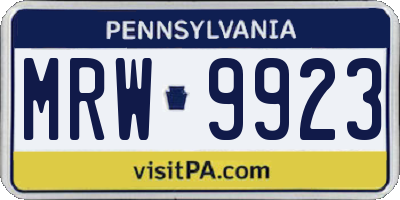 PA license plate MRW9923