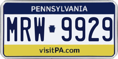PA license plate MRW9929