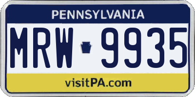 PA license plate MRW9935