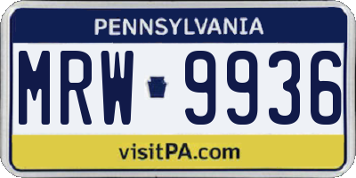 PA license plate MRW9936
