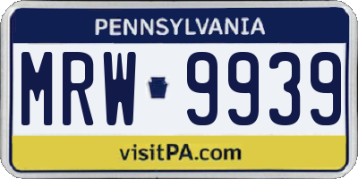 PA license plate MRW9939