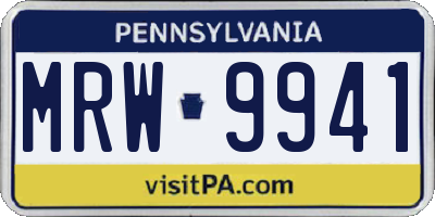 PA license plate MRW9941
