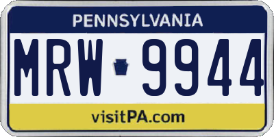 PA license plate MRW9944