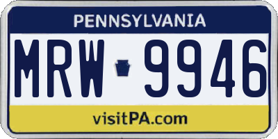 PA license plate MRW9946