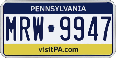 PA license plate MRW9947