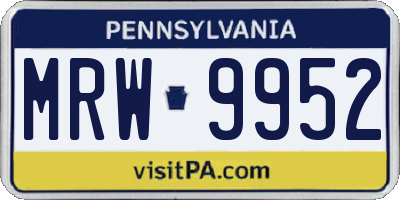 PA license plate MRW9952