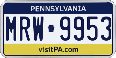 PA license plate MRW9953