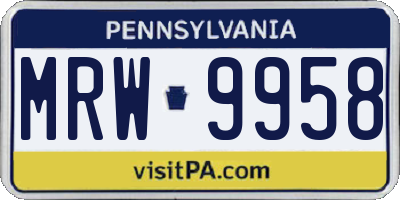 PA license plate MRW9958