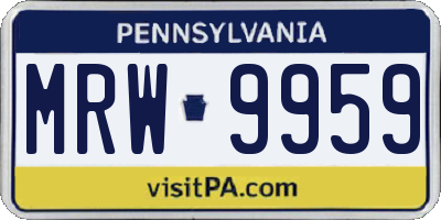 PA license plate MRW9959