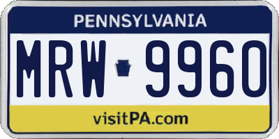 PA license plate MRW9960