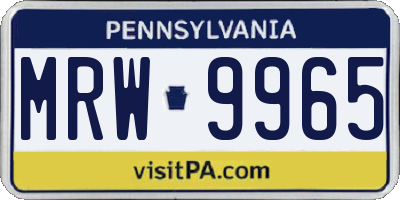 PA license plate MRW9965
