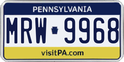 PA license plate MRW9968
