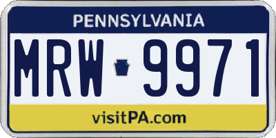 PA license plate MRW9971