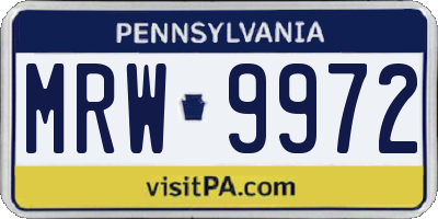 PA license plate MRW9972