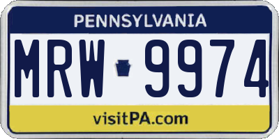 PA license plate MRW9974