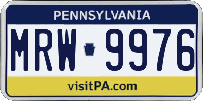 PA license plate MRW9976