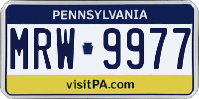 PA license plate MRW9977
