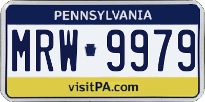 PA license plate MRW9979