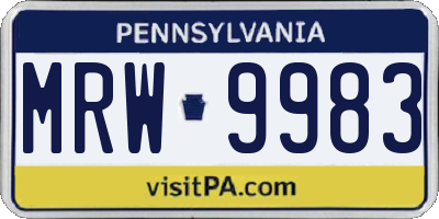 PA license plate MRW9983