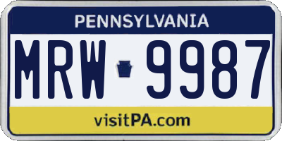PA license plate MRW9987
