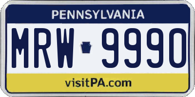 PA license plate MRW9990