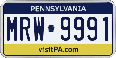 PA license plate MRW9991