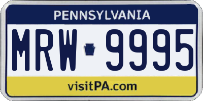 PA license plate MRW9995