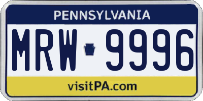 PA license plate MRW9996