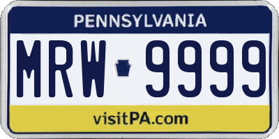 PA license plate MRW9999