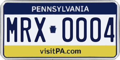 PA license plate MRX0004