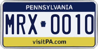 PA license plate MRX0010