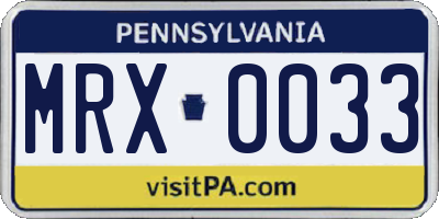 PA license plate MRX0033