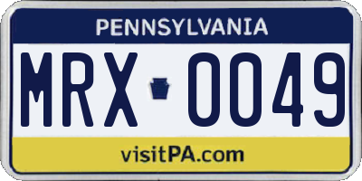 PA license plate MRX0049