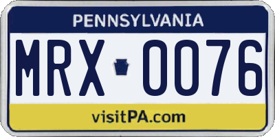 PA license plate MRX0076