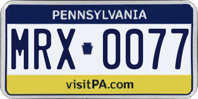 PA license plate MRX0077