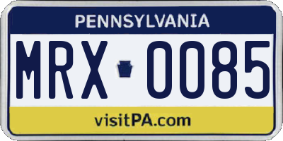 PA license plate MRX0085