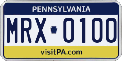 PA license plate MRX0100