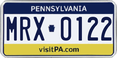 PA license plate MRX0122