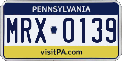 PA license plate MRX0139