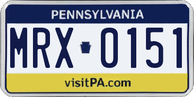 PA license plate MRX0151