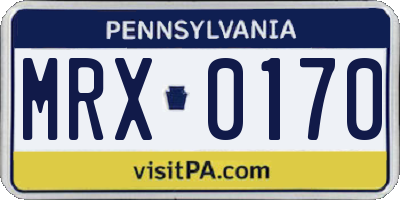 PA license plate MRX0170