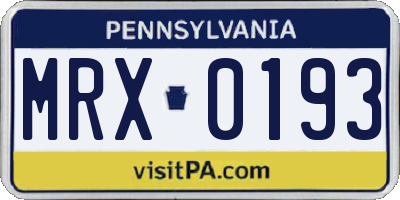 PA license plate MRX0193