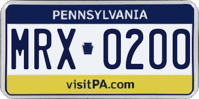 PA license plate MRX0200