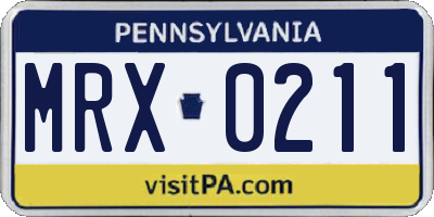 PA license plate MRX0211